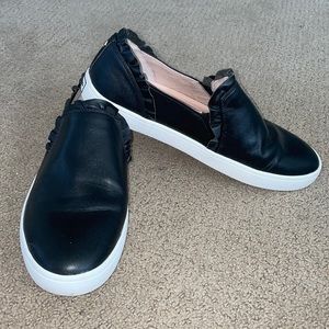 KATE SPADE New York Lily leather ruffle slip on shoes